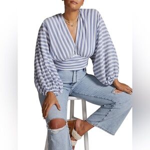 DOLAN left coast collection V-Neck Blouse Stripe Zipper Closure Size 2X